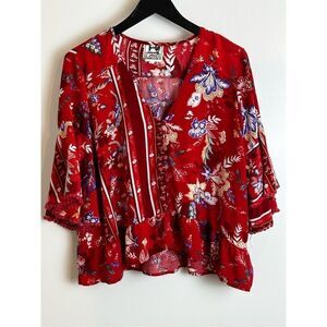 Jaase floral bounce with flounce at bottom and sleeves size L
